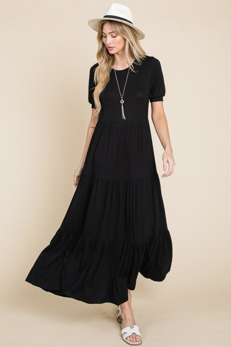 Katrina Short Sleeve Tiered Maxi Dress