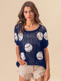 Baseball Patch Short Sleeve Net Cover-Up