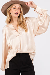 Ellison Notched Long Sleeve Blouse