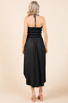 Black Tie Back Shirring Dress with Pockets