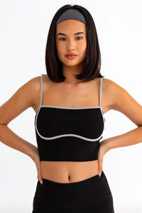 Black Ribbed Crop Cami and High Waist Leggings Set