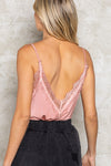 Blushing Pink Adjustable Strap Lace Trim Cami