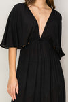 Black Tie Back Maxi Split Cover Up Dress