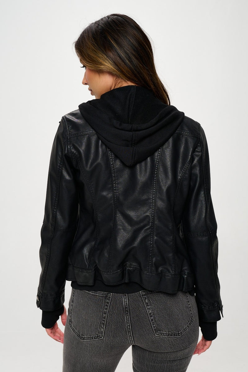 Krista Double Zip Hooded Long Sleeve Jacket