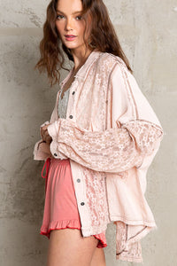 Rose Oversize Lace Button-Down Shirt