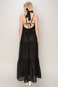 Black Halter Neck Cover Up Maxi Dress