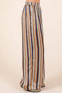 Happy Days Striped Satin Wide Leg Pants