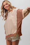 Neutral Washed Color Block Sweatshirt