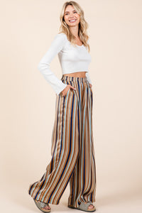 Happy Days Striped Satin Wide Leg Pants