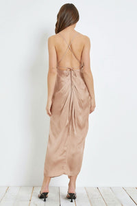 Elevate Twisted Front Slip Backless Dress