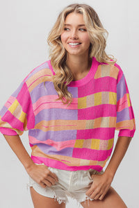 It’s All About The Bright Colors Striped Round Neck Knit Top