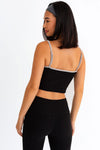 Black Ribbed Crop Cami and High Waist Leggings Set