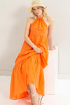 Orange Halter Neck Cover Up Maxi Dress