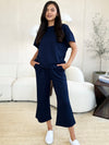 Raven Texture Short Sleeve Top and Pants Set