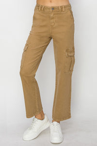 Mocha Full Size High Rise Cargo Jeans