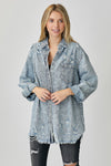 JessieJane Distressed Raw Hem Denim Shirt