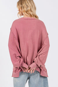 Zoie Mineral Wash Side Slit Oversized Sweatshirt