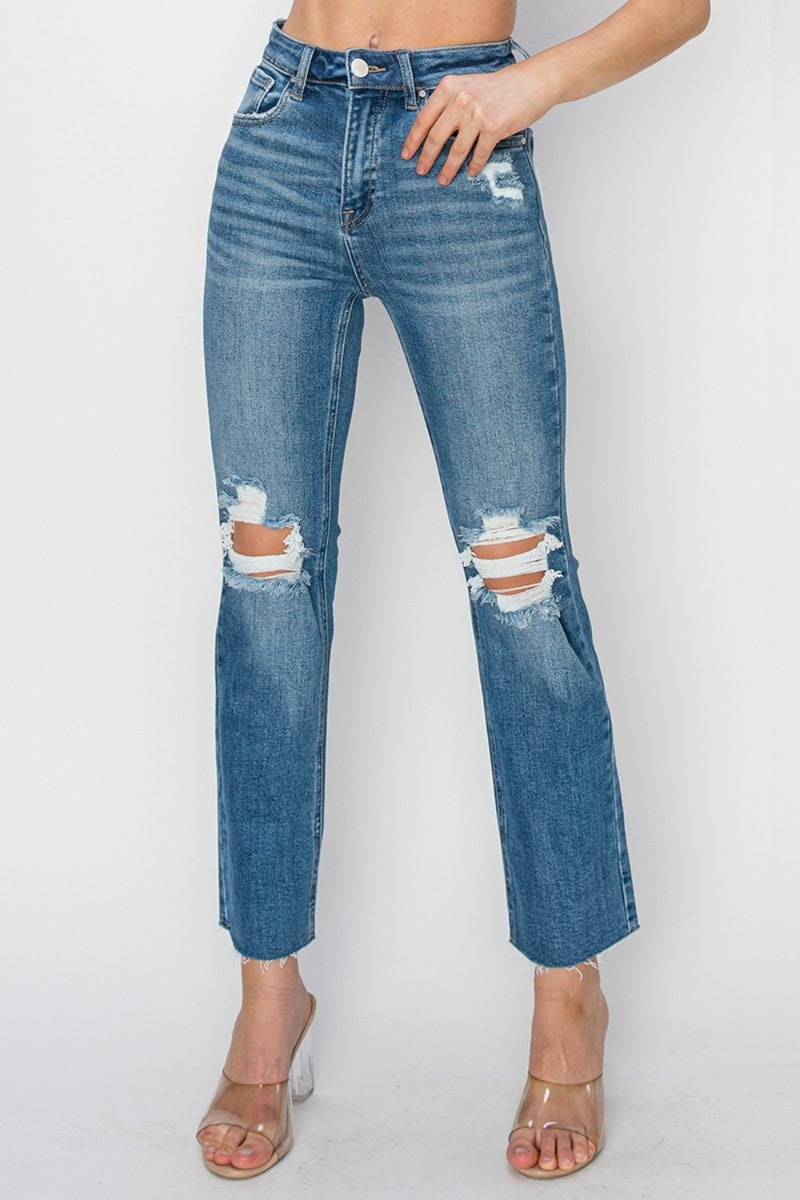 Elyse High Rise Distressed Ankle Jeans