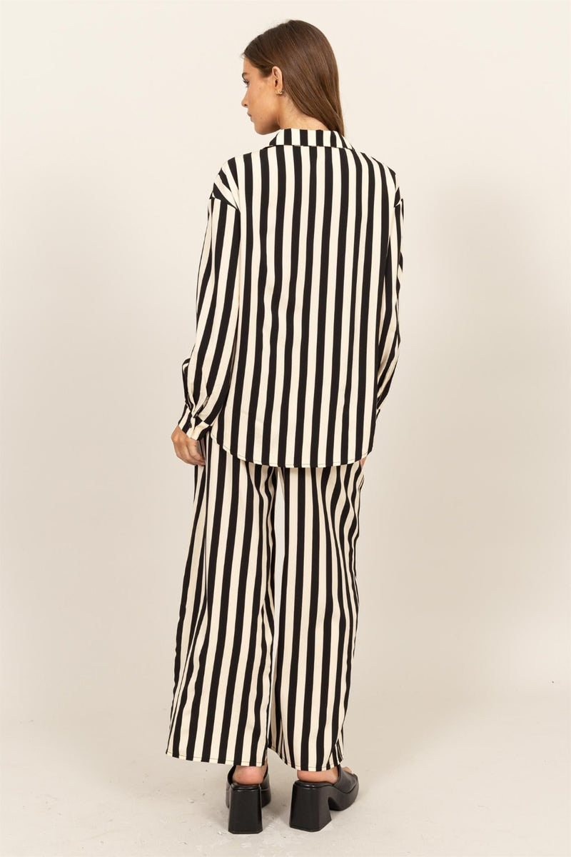 Set The Stage Striped Button Up Shirt and Pants Set