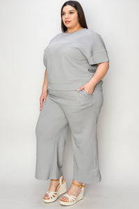 Raven Texture Short Sleeve Top and Pants Set