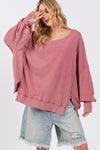 Zoie Mineral Wash Side Slit Oversized Sweatshirt