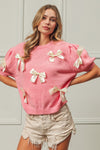 Princess Ribbon Bow Puff Sleeve Sweater