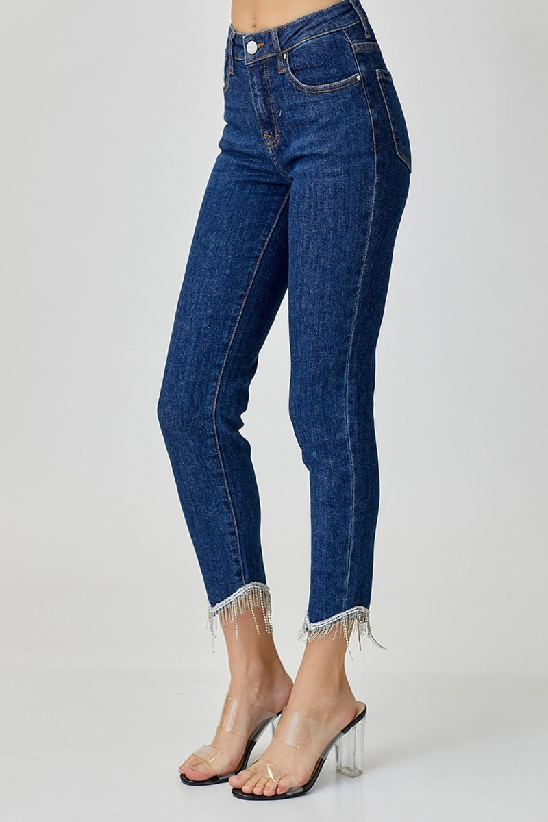 Leilani Embellished Mid Rise Crop Skinny Jeans