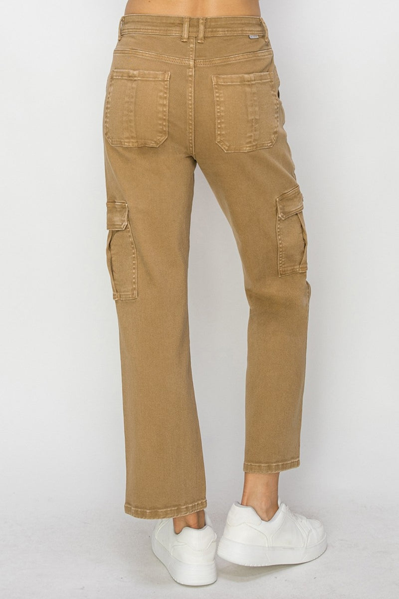 Mocha Full Size High Rise Cargo Jeans