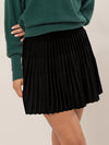 Black High Waist Knit Pleated Flare Mini Skirt