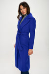 Royal Blue Double-Breasted Longline Coat with Belt