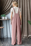 Jamie Dusty Rose Ribbed Front Pocket Sleeveless Jumpsuit