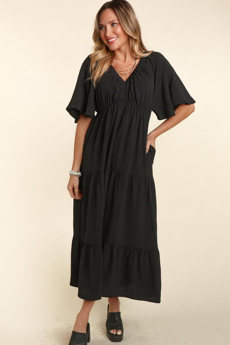 Trish Tiered Babydoll Maxi Dress with Side Pocket