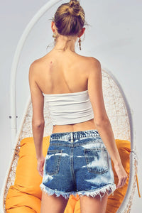 Freedom Bleached Denim Shorts