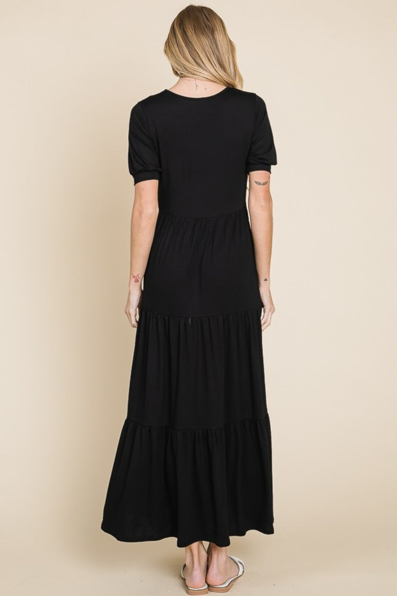 Katrina Short Sleeve Tiered Maxi Dress