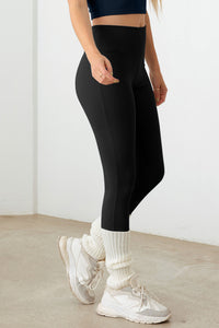 Black Ribbed Crop Cami and High Waist Leggings Set