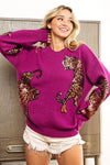 In The Jungle Sequin Tiger Embroidery Sweater