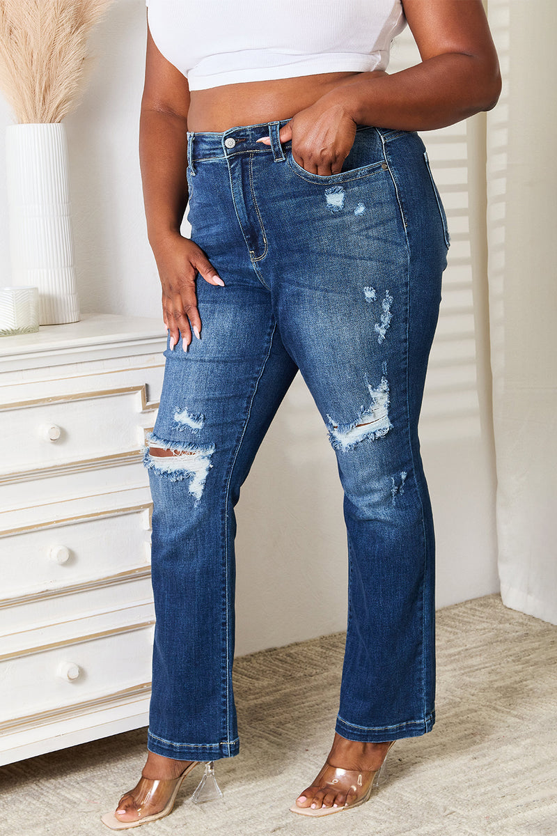 Diana Mid Rise Hand Sand & Destroy Bootcut Jeans