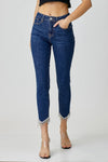 Leilani Embellished Mid Rise Crop Skinny Jeans