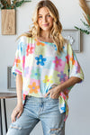 Brighter Days Floral Round Neck Waffle T-Shirt