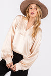 Ellison Notched Long Sleeve Blouse