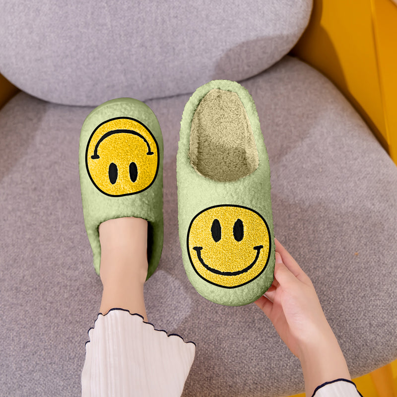 Mint Smiley Face Slippers