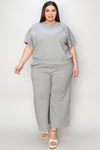 Raven Texture Short Sleeve Top and Pants Set